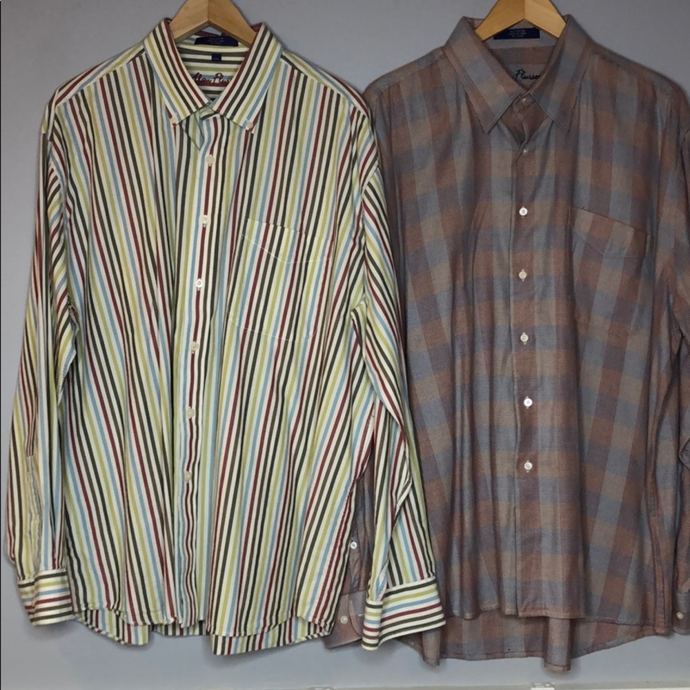 2 Alan Flusser l/s button down XXL shirts